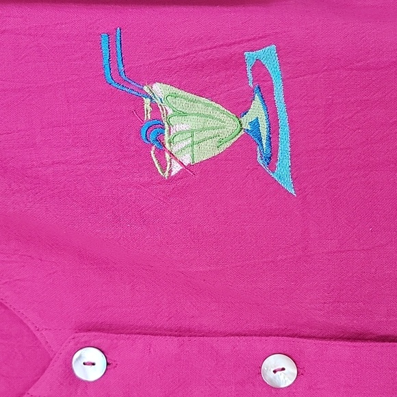 NWT Kensington Lane Pink Embroidered Short Sleeve Button Up Top L - Picture 8 of 14